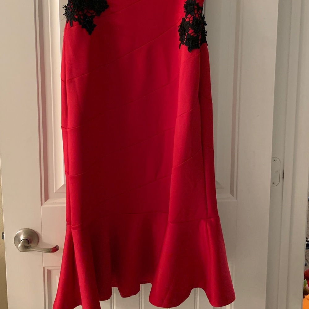 Strapless red dress